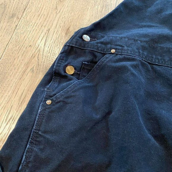CARHARTT Vintage OVERALLS CARPENTER DOUBLE KNEE Black Distressed Mens 52 x 32 - Picture 3 of 7